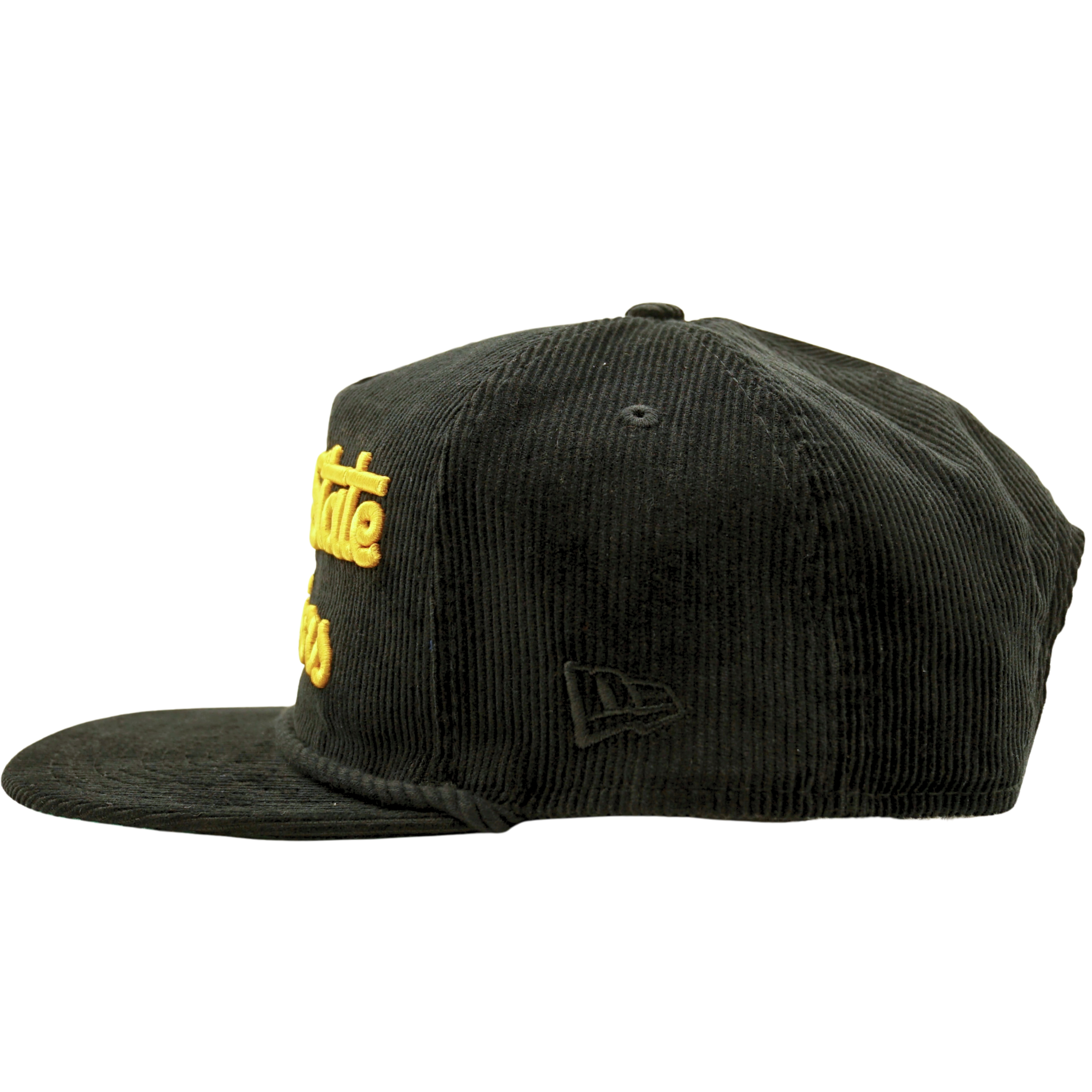 Golden State Warriors Golden Era Corduroy Golfer Snapback Hat in black and yellow