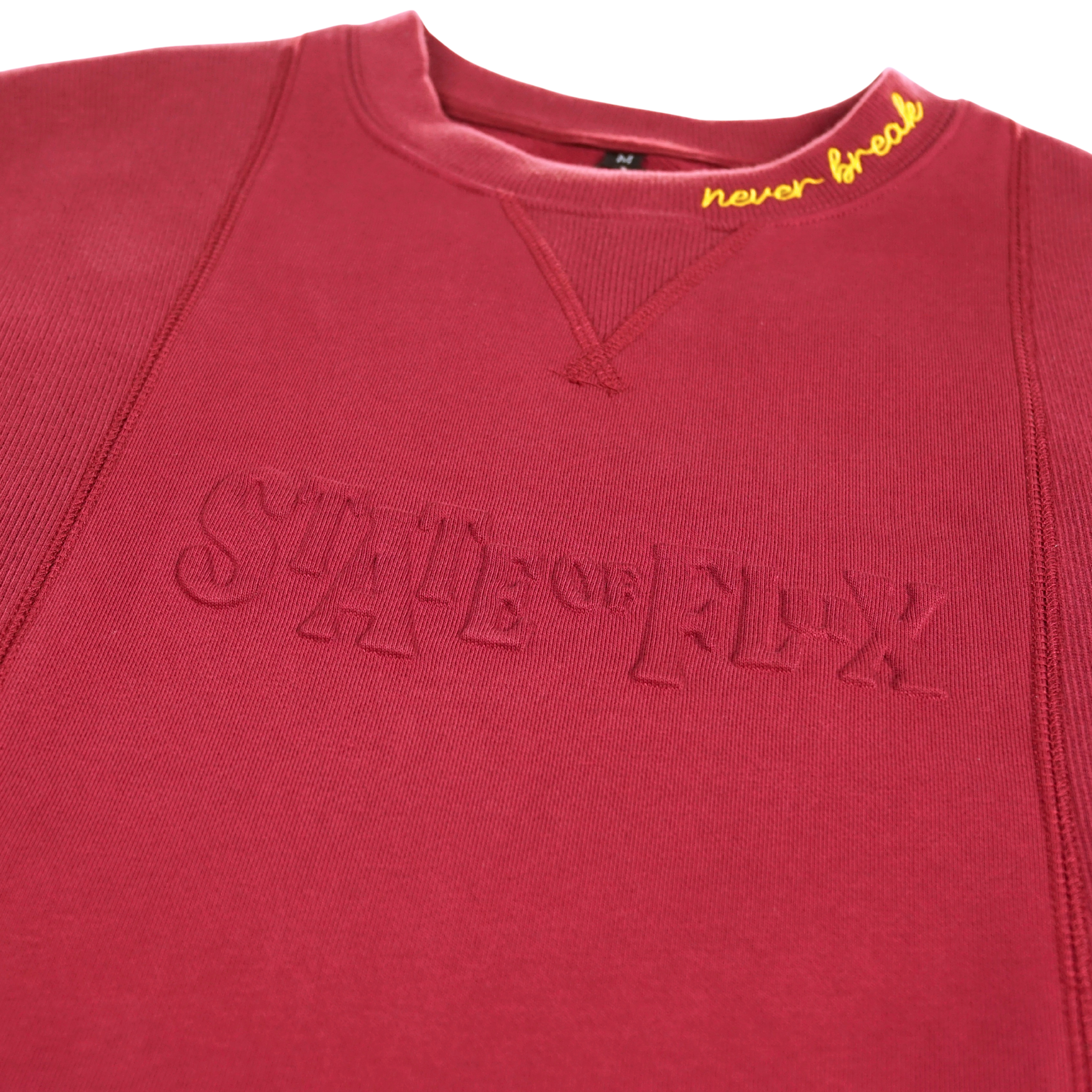 Never Break Embossed Crewneck in maroon