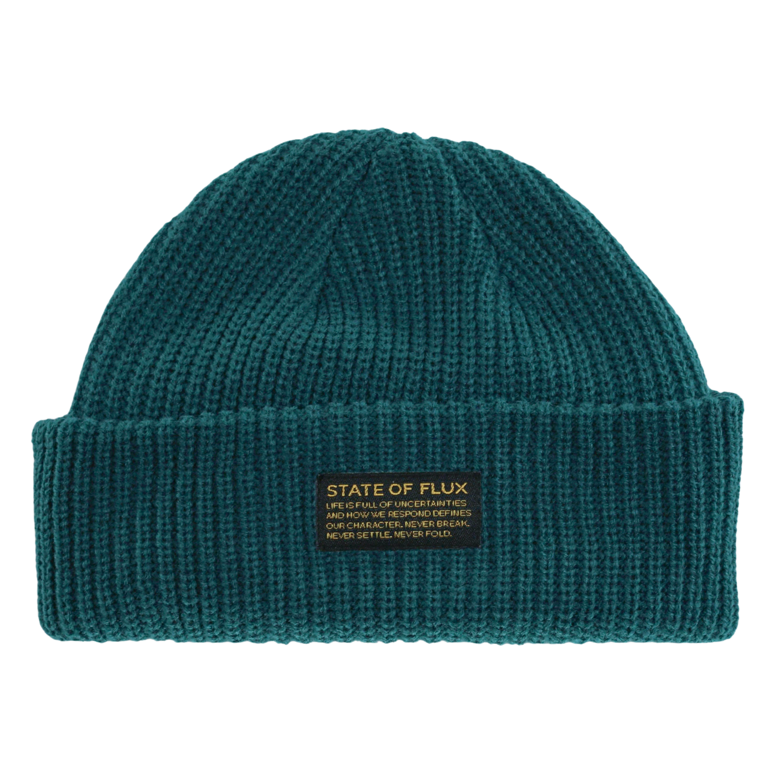 Short Knitted Mantra Beanie in dark jade
