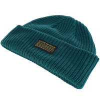 Short Knitted Mantra Beanie in dark jade