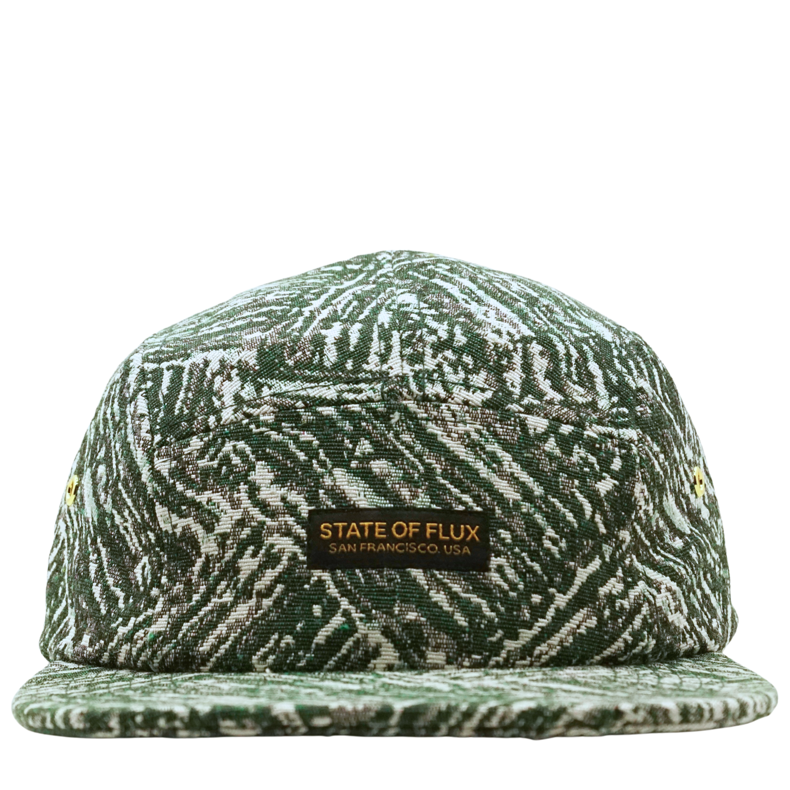 Timberline 5-Panel Hat in forest green and white