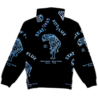 Allover Prowler Zip-up Hoodie in black and iridescent blue