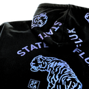 Allover Prowler Zip-up Hoodie in black and iridescent blue