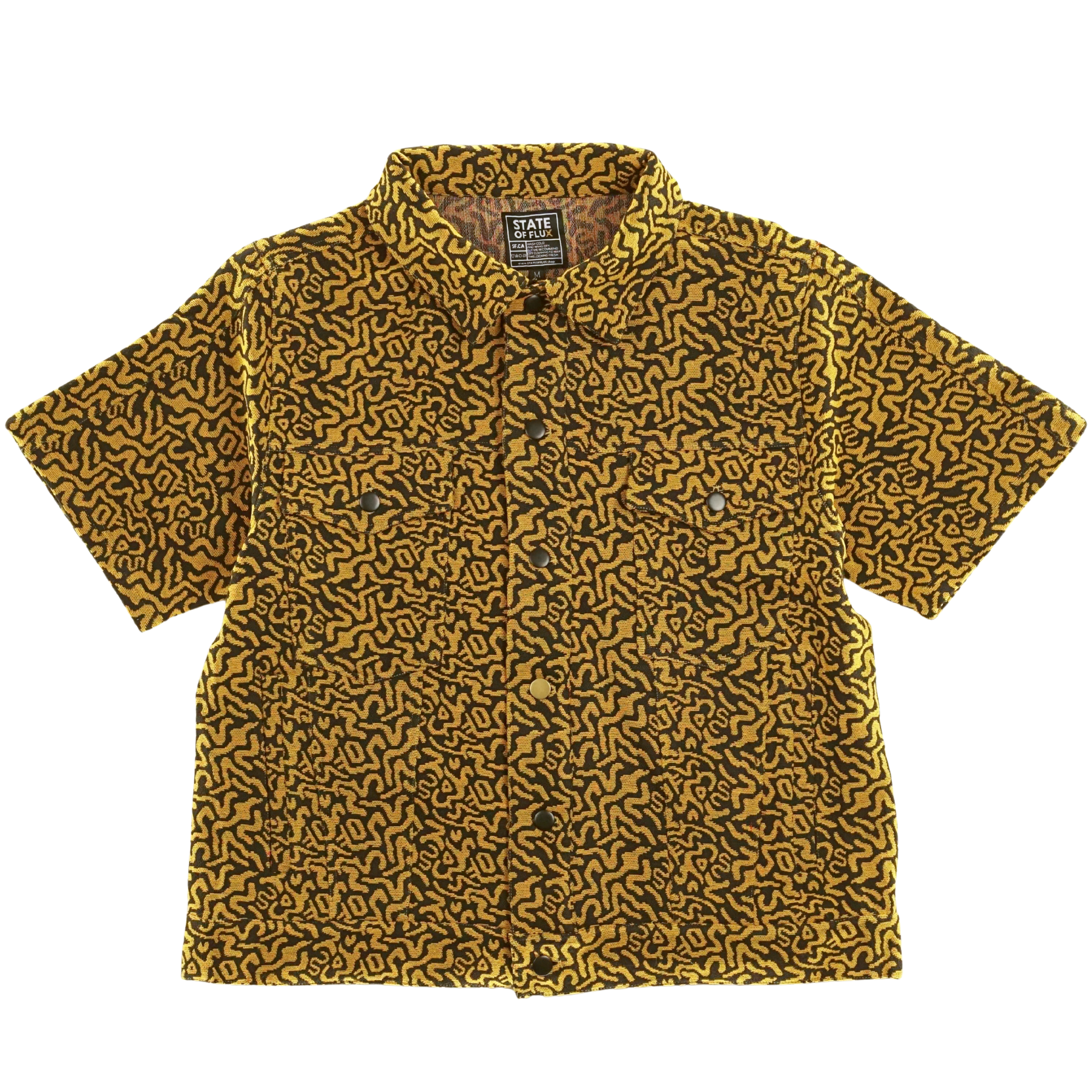 SOF Mindstate Short-sleeve Trucker Jacket in mustard and black