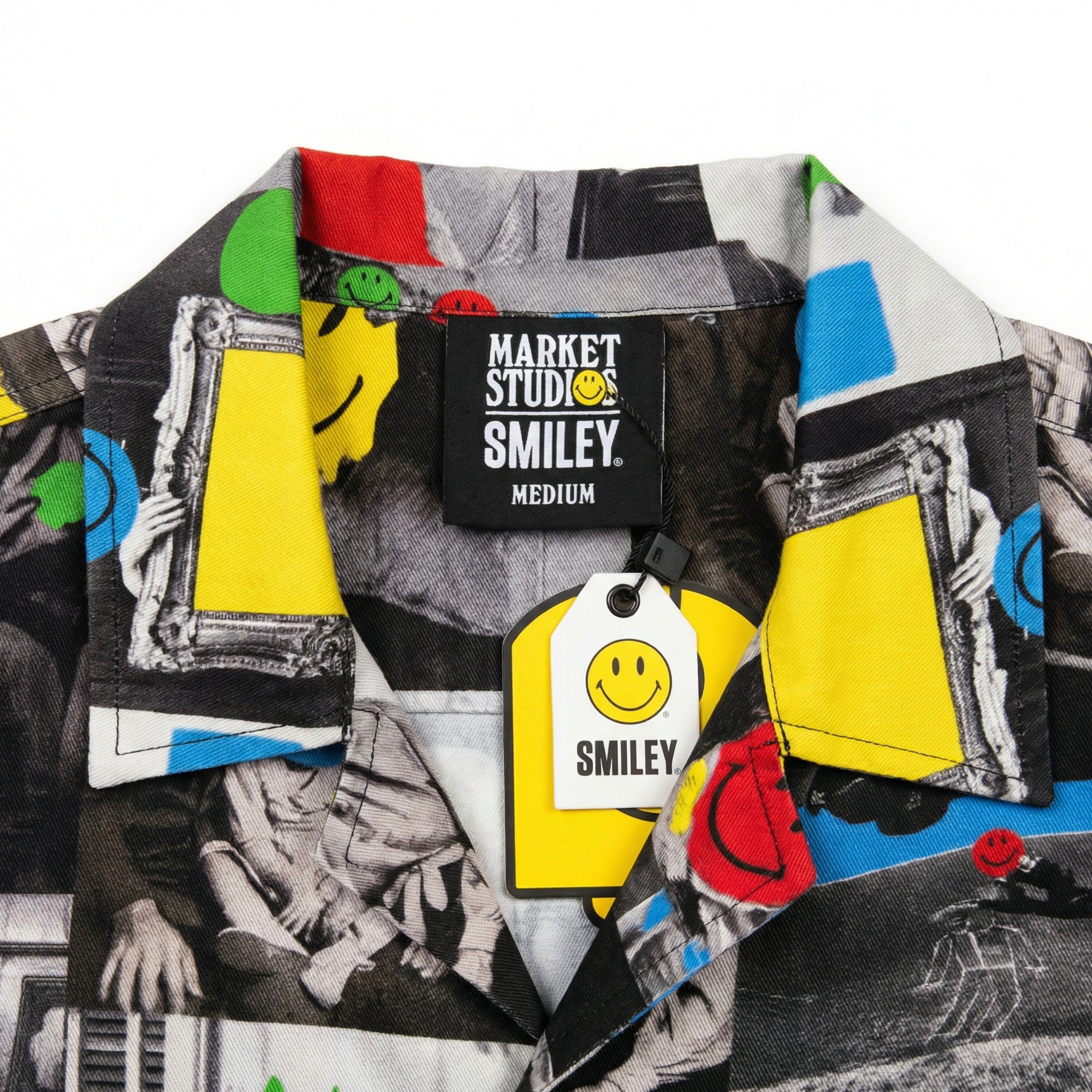 Smiley Collage Short-sleeve Woven Shirt in multi