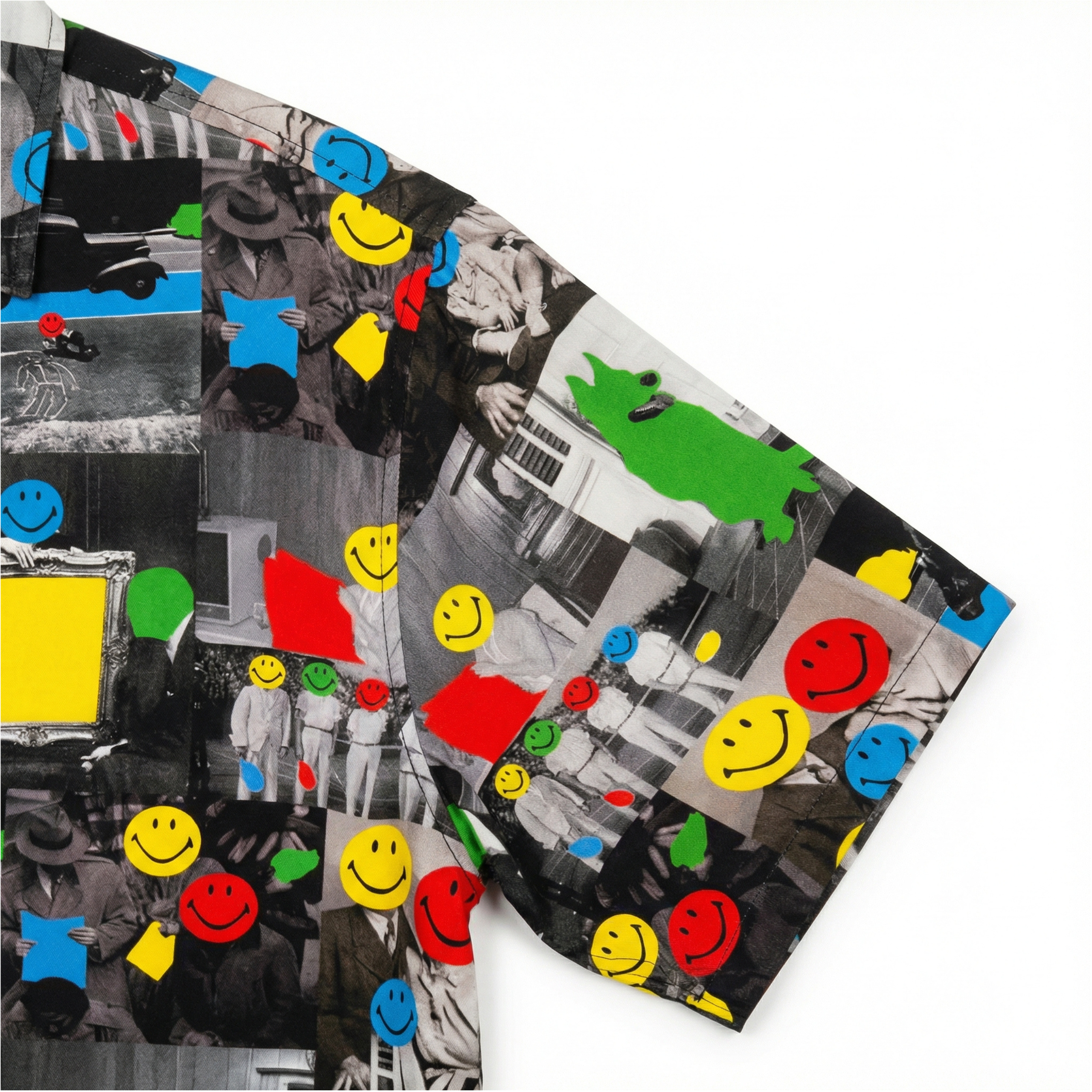 Smiley Collage Short-sleeve Woven Shirt in multi