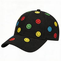 Smiley Allover Dad Hat in black