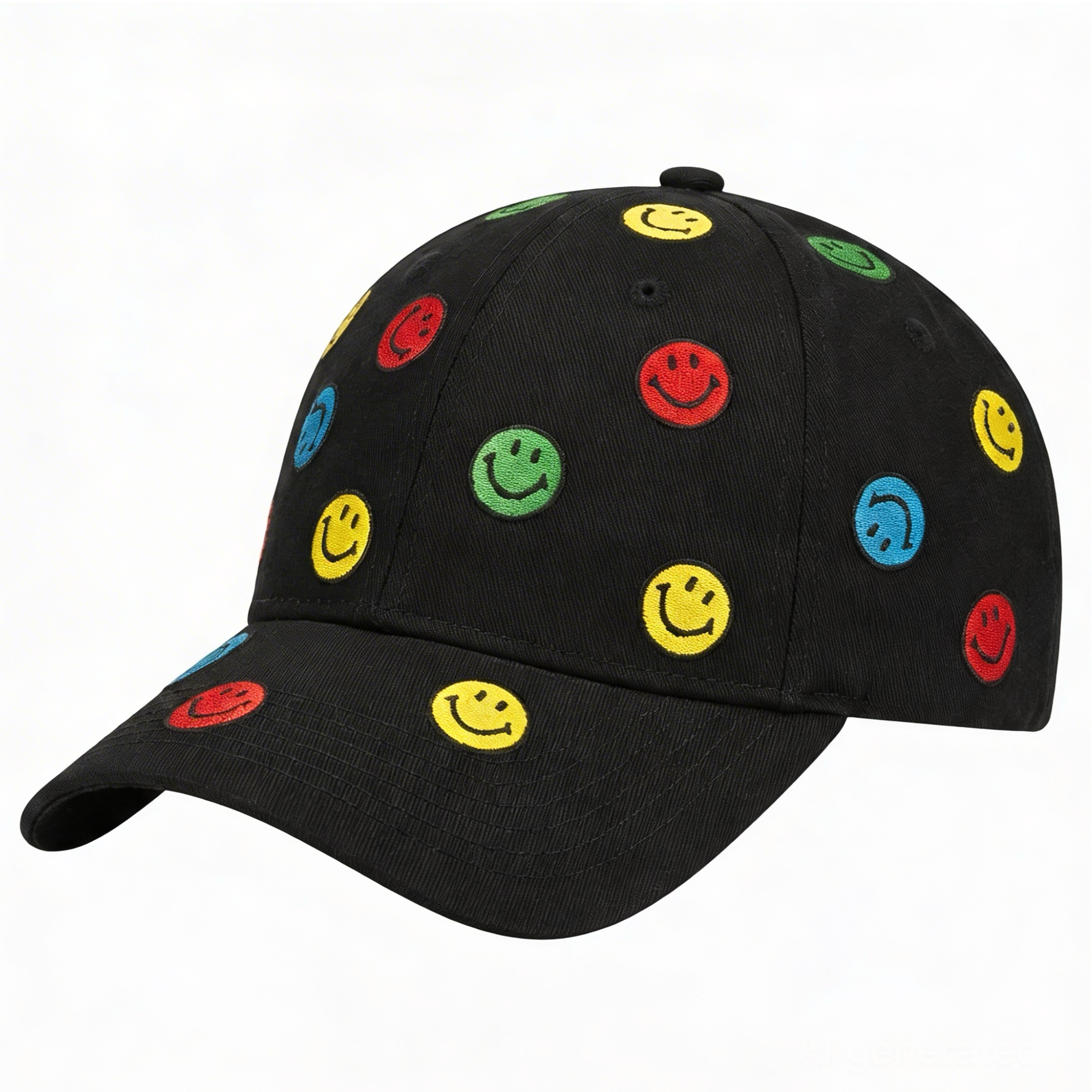 Smiley Allover Dad Hat in black