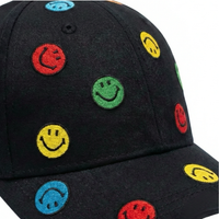 Smiley Allover Dad Hat in black