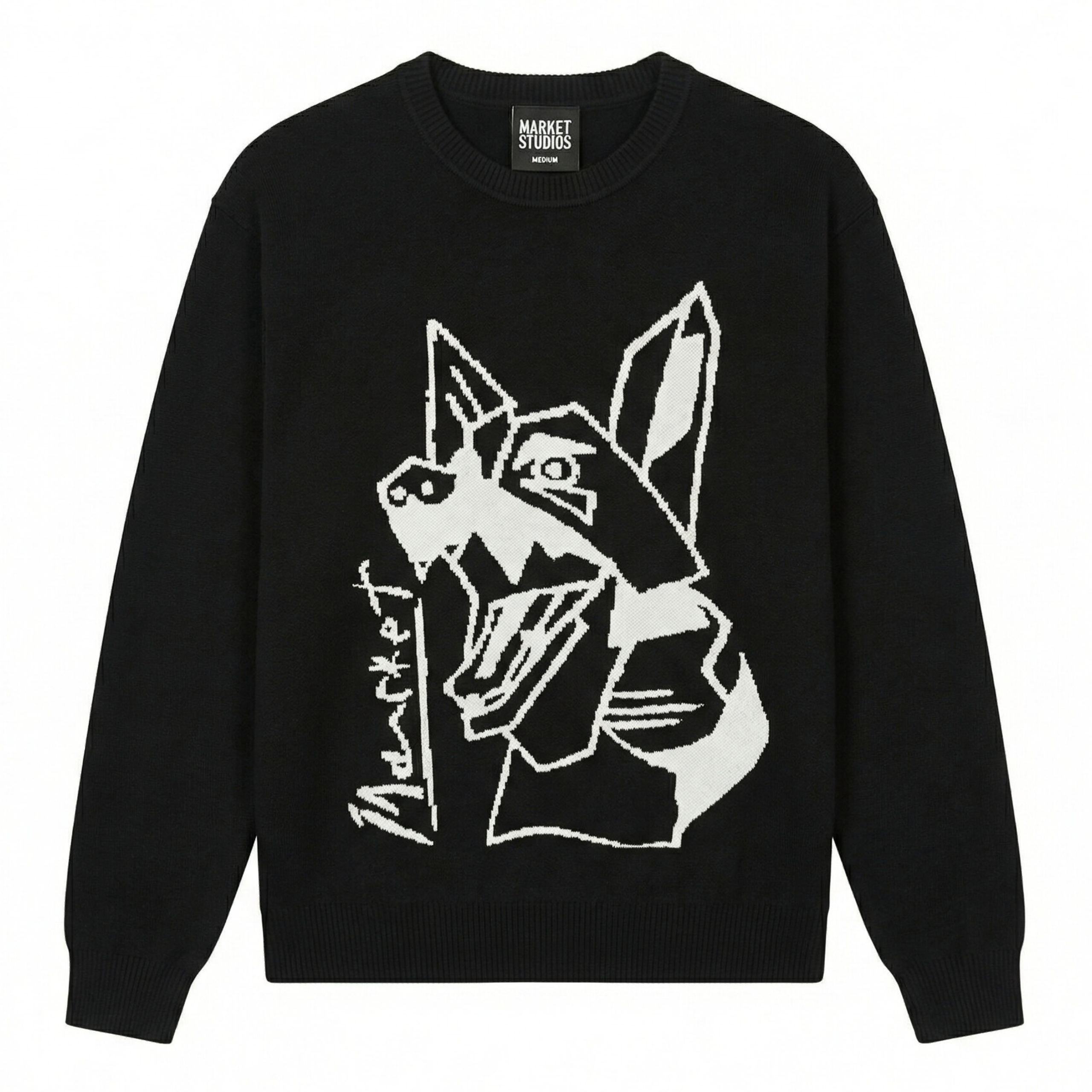 Cubism Beware Knit Sweater in black and white