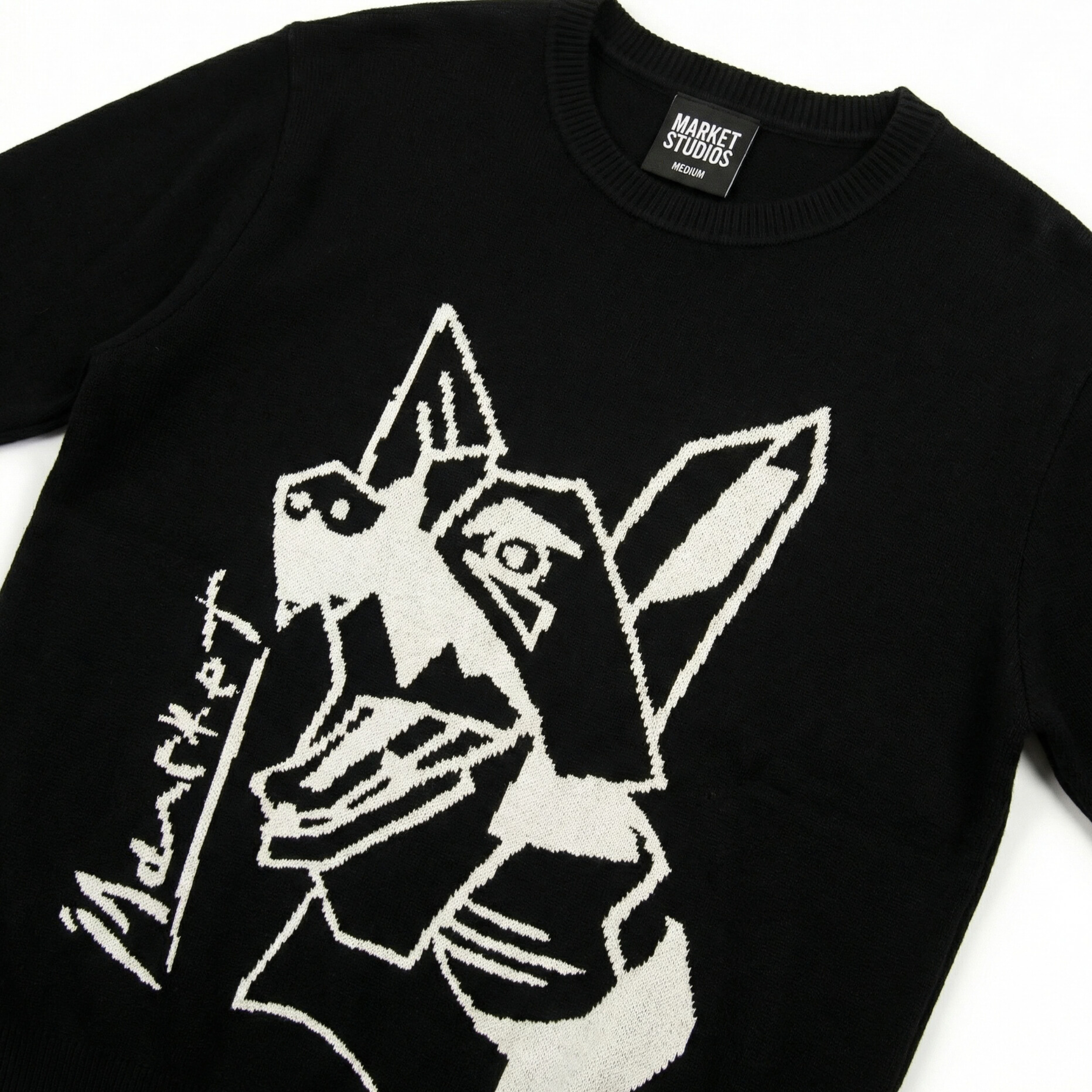 Cubism Beware Knit Sweater in black and white