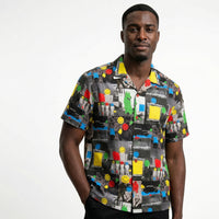 Smiley Collage Short-sleeve Woven Shirt in multi