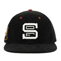 SOF Never Fold Corduroy Snapback Hat in black and glow white