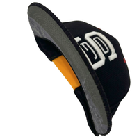 SOF Never Fold Corduroy Snapback Hat in black and glow white