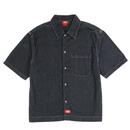 Boxy Fit Short-Sleeve Denim Work Shirt rinsed indigo with left chest pocket pen slot 7 oz slub cotton
