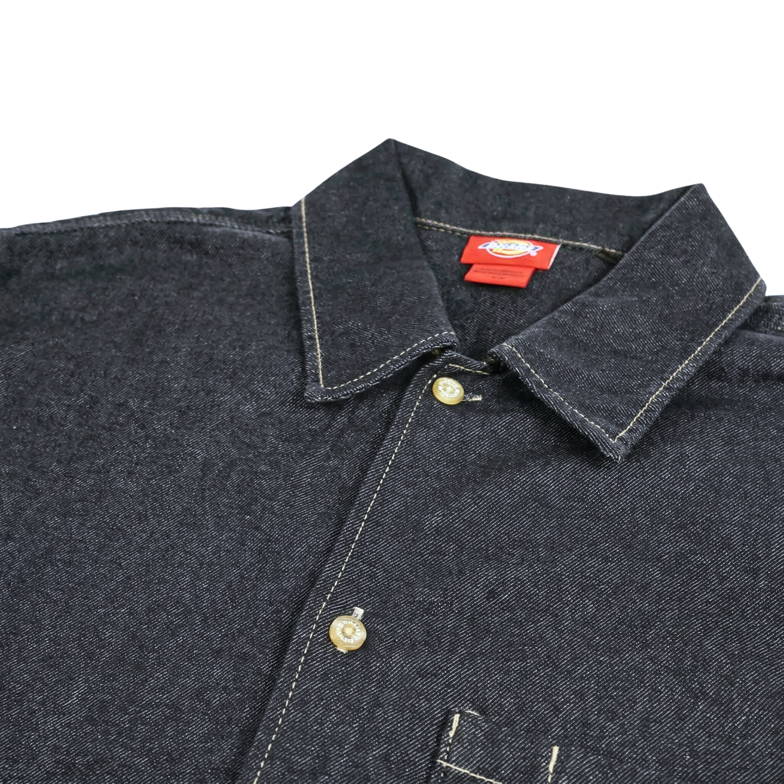 Boxy Fit Short-sleeve Denim Work Shirt in rinsed indigo