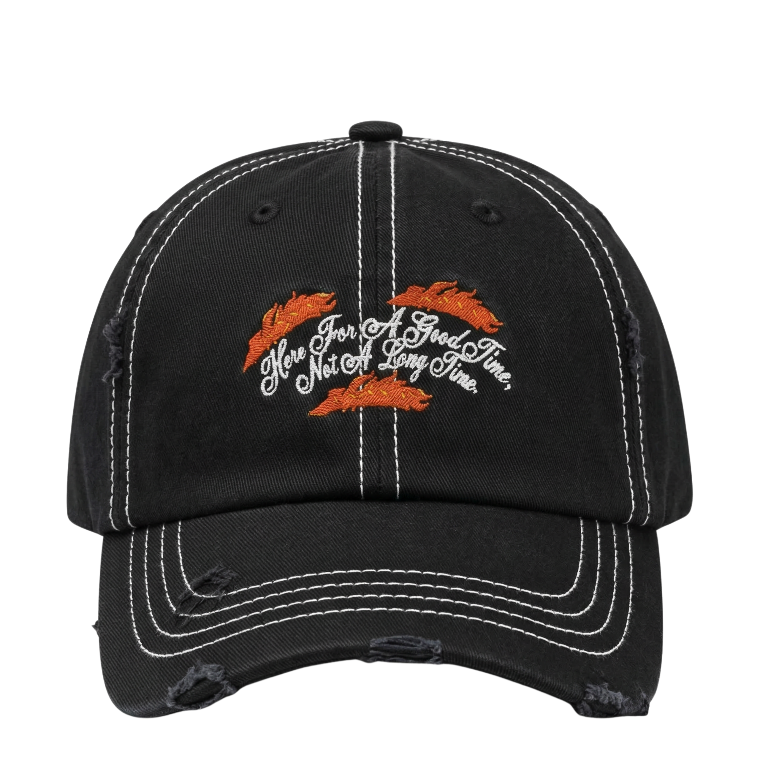 Good Time Hat in distressed black