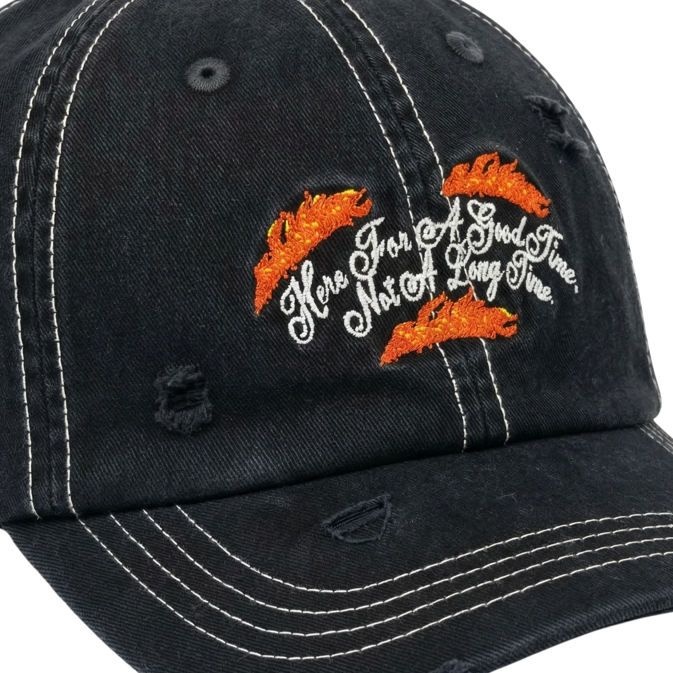 Good Time Hat in distressed black