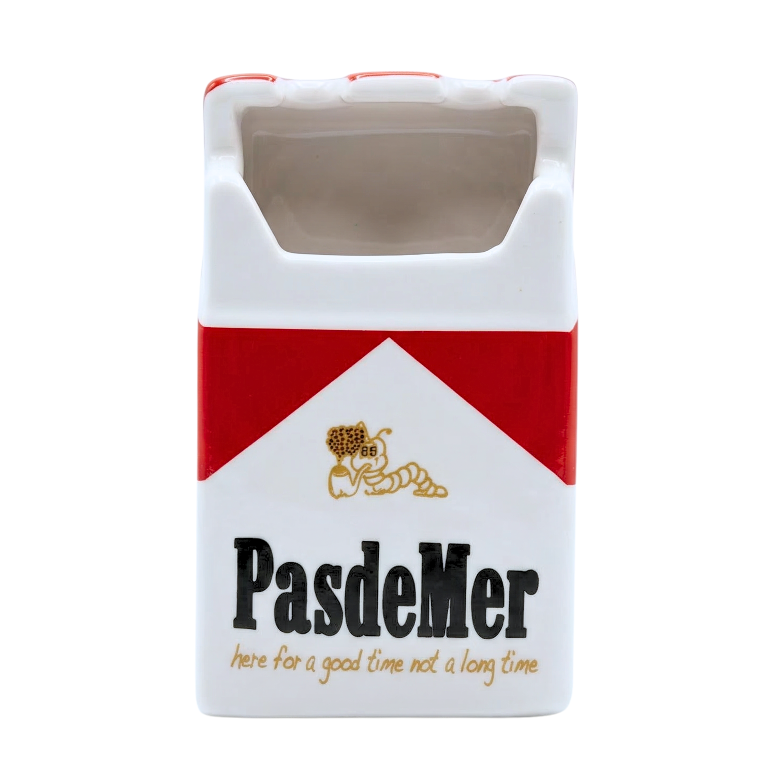 Not A long Time Ashtray in white and red