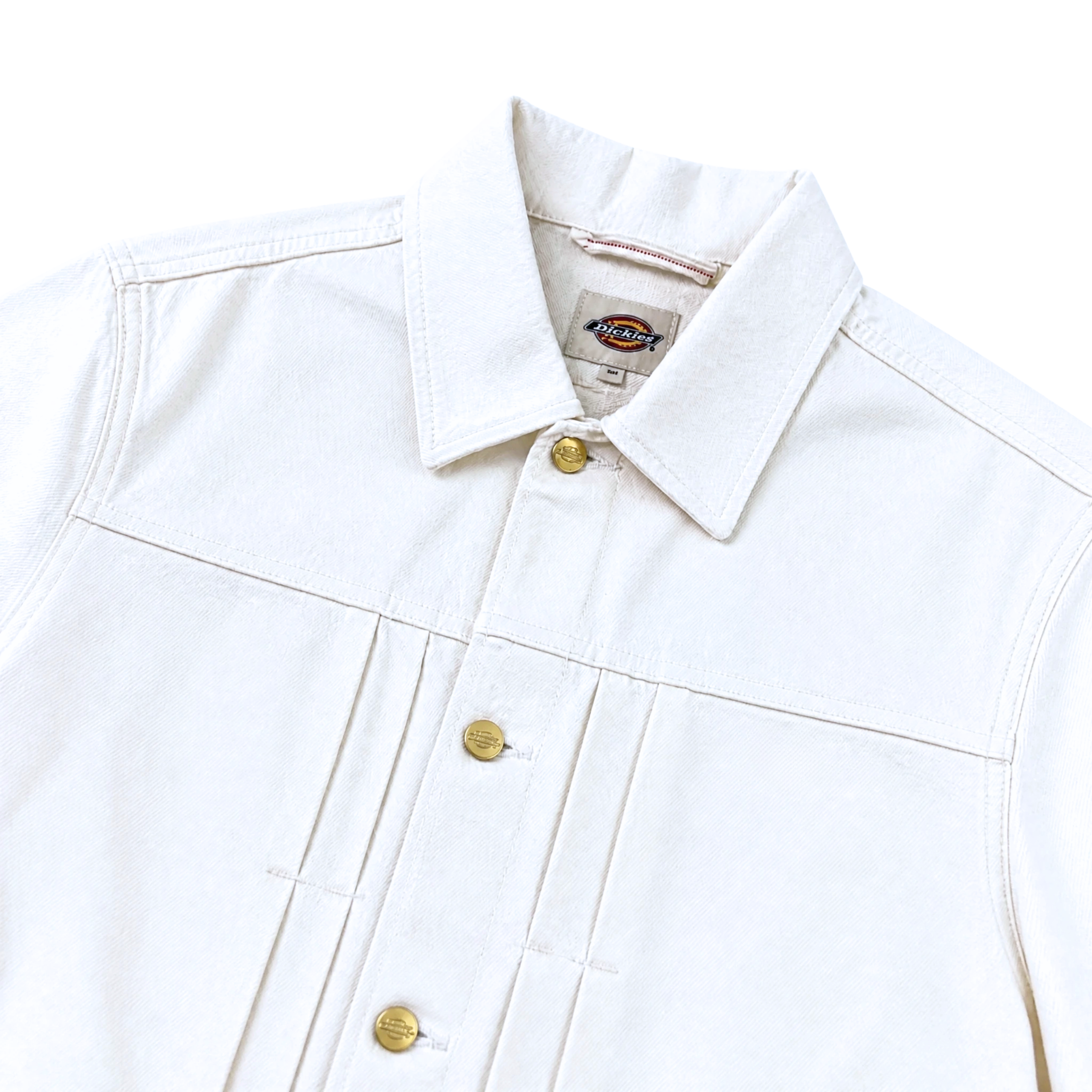 Selvedge Pleated Denim Jacket in white