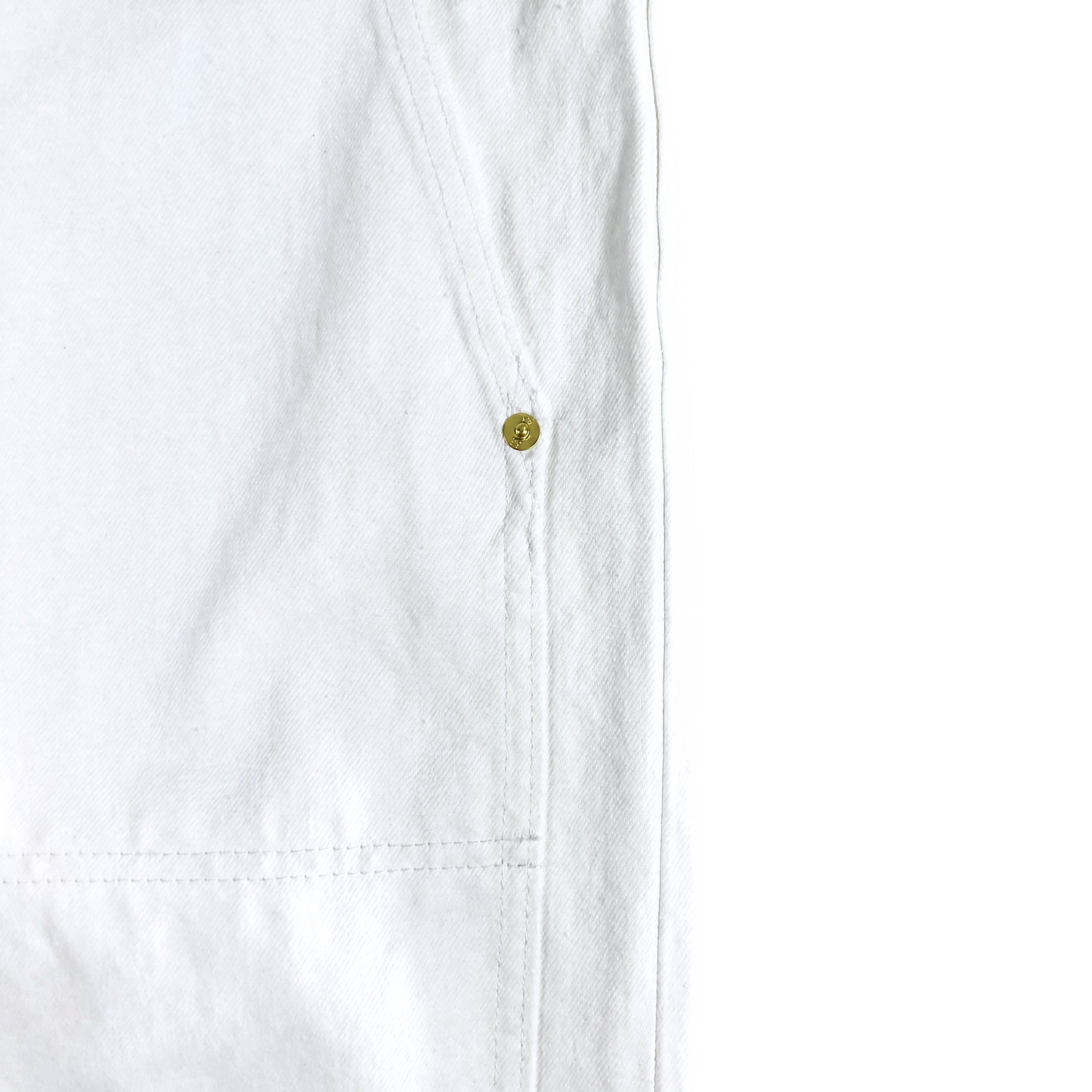 Selvedge Double Knee Denim Jeans in white