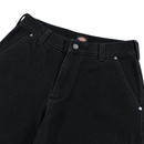 Close-up of Double Knee Canvas Shorts in black, featuring a classic five-pocket design, visible belt loops, and a small Dickies logo tag on the waistband—an iconic detail found on other signature Dickies workwear.