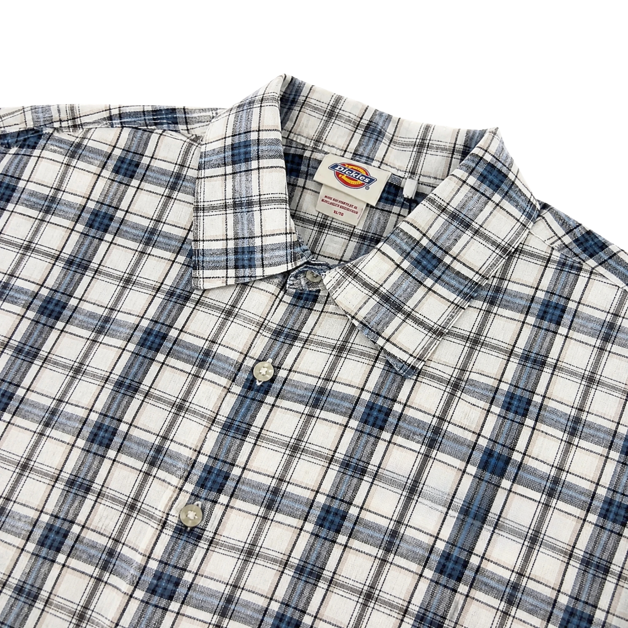Springdale Short-sleeve Button-up Shirt in egret and blue