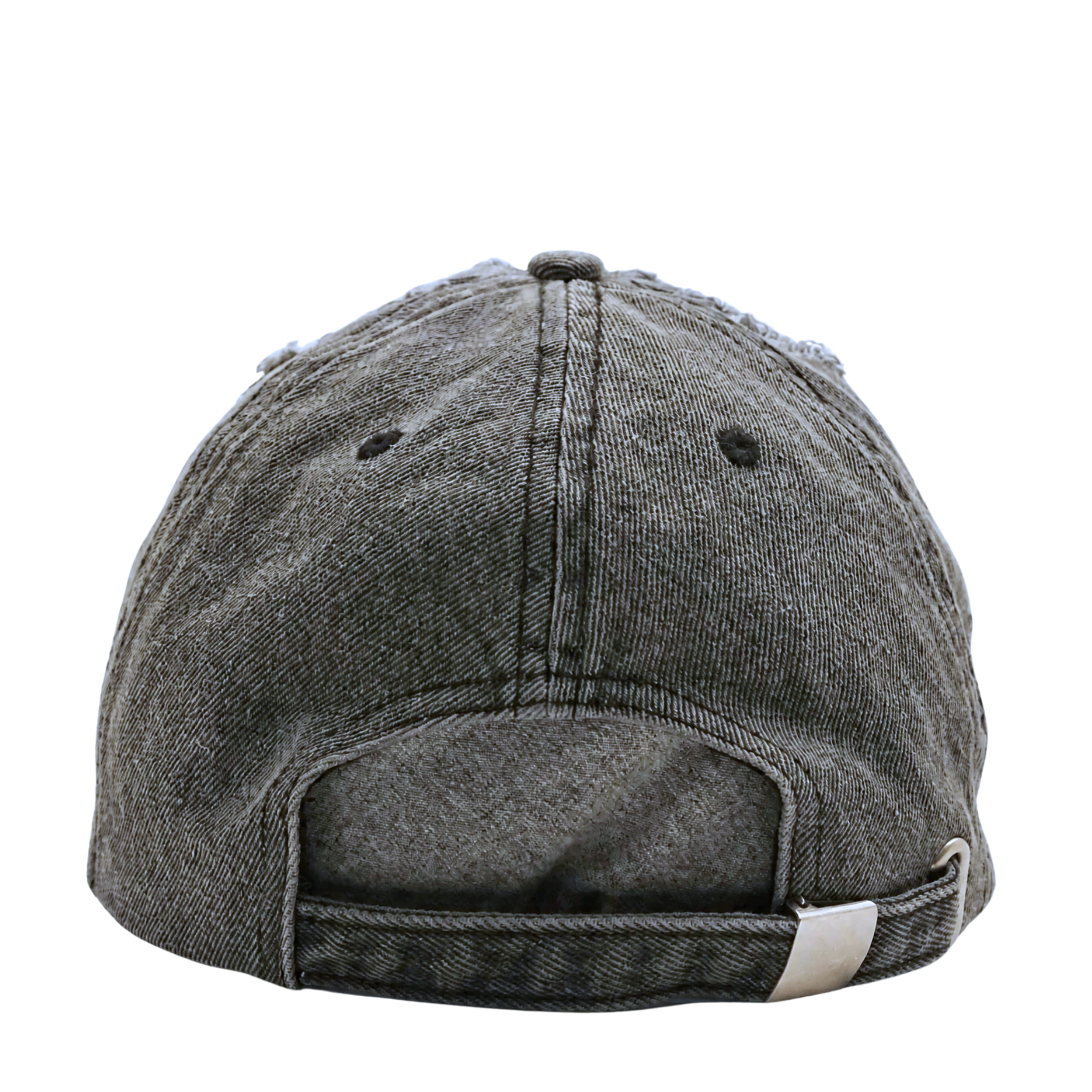 The Everyday Is A Gift Cap in washed black is a baseball cap shown from the back, featuring an adjustable strap and a metal clasp. This streetwear accessory blends casual style with versatile comfort.