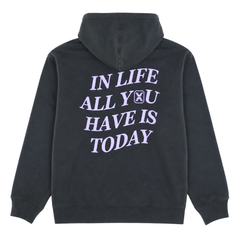 Today Is The Day Hoodie in distressed faded black and lilac