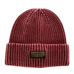 Ribbed Knit Mantra Beanie in washed burgundy