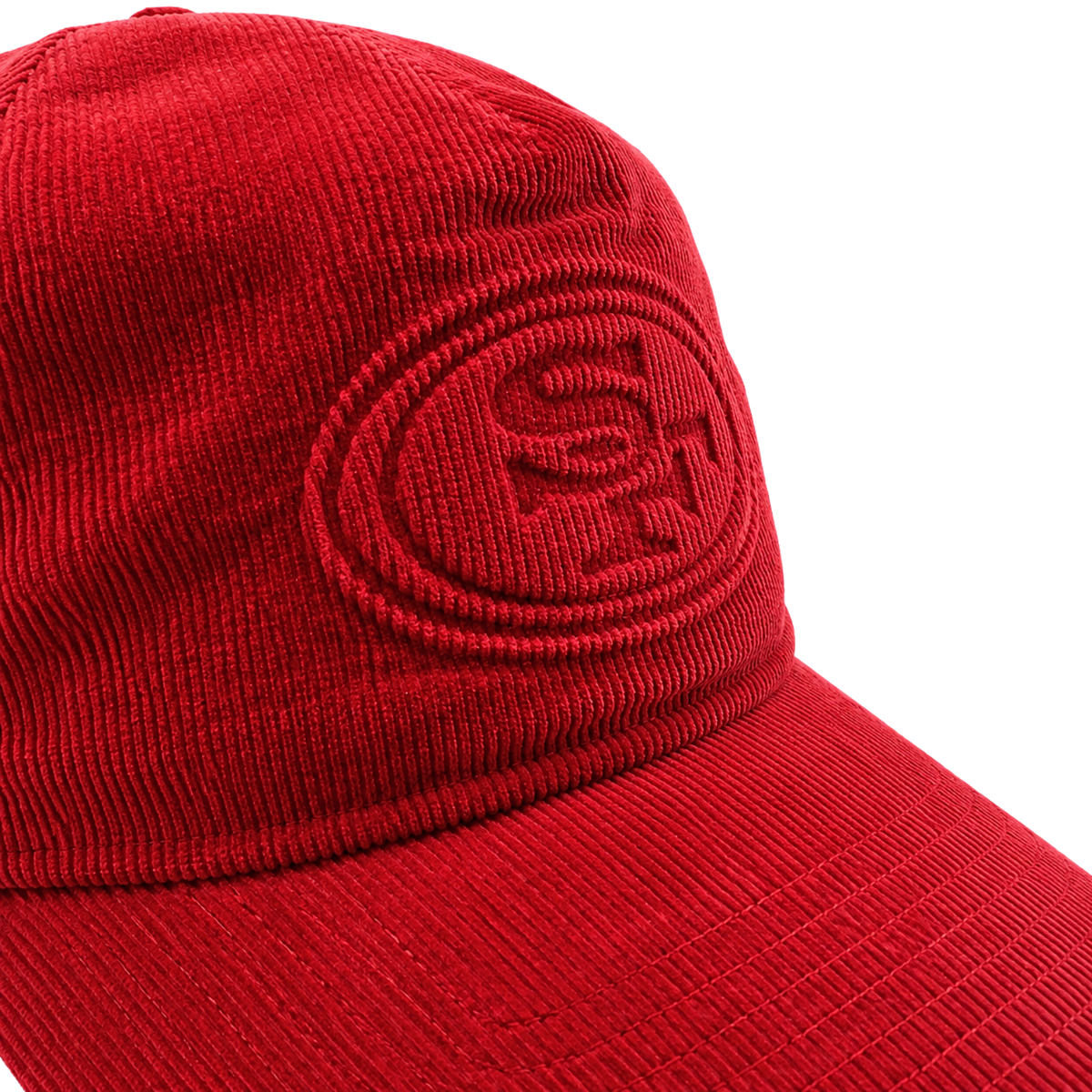 San Francisco 49ers Super Bowl XXIV Embossed 9Forty A-Frame Snapback Hat in scarlet corduroy