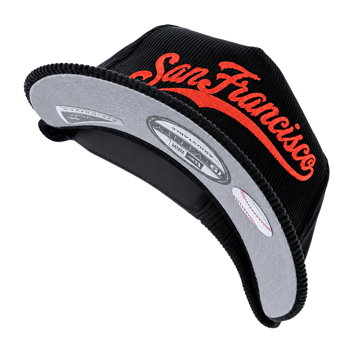 San Francisco Giants All-Star Trolley Corduroy 19Twenty Snapback Hat in black and orange