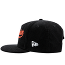 The San Francisco Giants All-Star Trolley Corduroy 19Twenty Snapback Hat features black corduroy with orange accents, a flat brim, red Classic text on the front, and a white embroidered New Era logo on the left side—reminiscent of a classic Giants snapback.