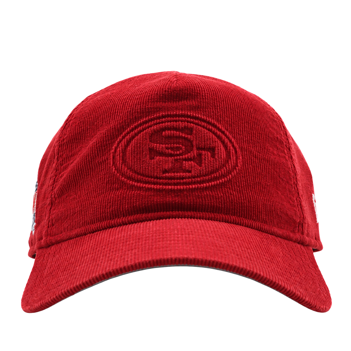 San Francisco 49ers Super Bowl XXIV Embossed 9Forty A-Frame Snapback Hat in scarlet corduroy