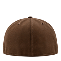 San Francisco 49ers Gold Standard 59Fifty Fitted Hat in walnut and metallic gold, a brown fitted baseball cap with gold embroidery.