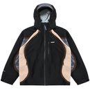 Black and beige Disorder Shell Jacket featuring paneled detailing and zippered pockets.