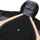 Black Disorder Shell Jacket in black and beige with brown color-blocked accents and a small square logo patch on the back.