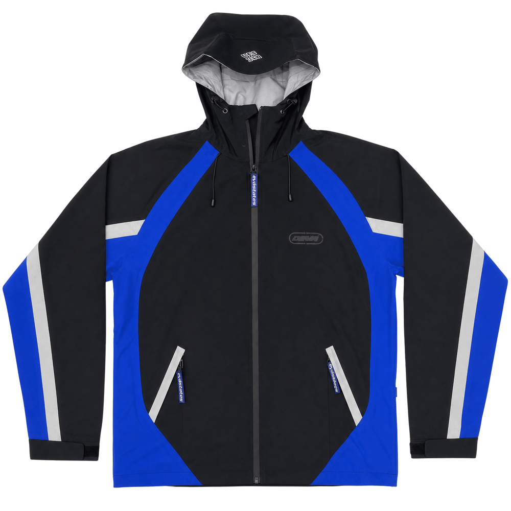Aegis Shell Jacket in black and royal blue