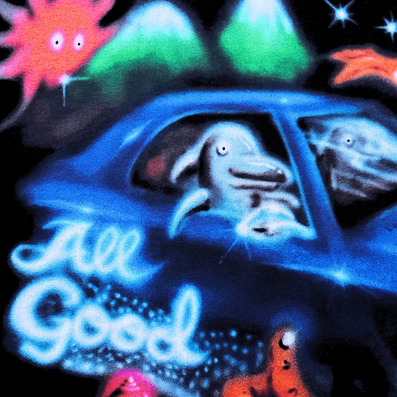All Good Airbrush Tee in black - Jungles Jungles - State Of Flux