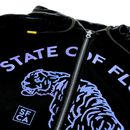 Allover Prowler Zip - up Hoodie in black and iridescent blue - State Of Flux - State Of Flux
