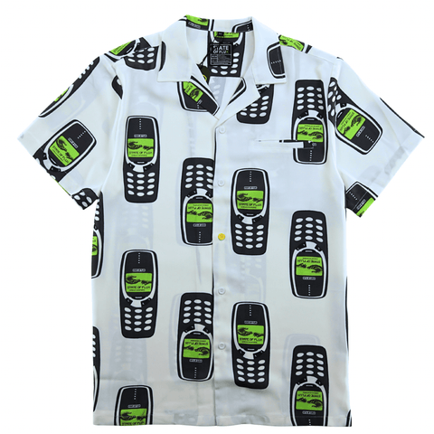 Answer The Call Button-up in white