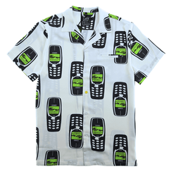 Answer The Call Button-up in white