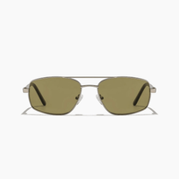 Astley sunglasses in matte silver and caper with rectangular lenses and double bridge