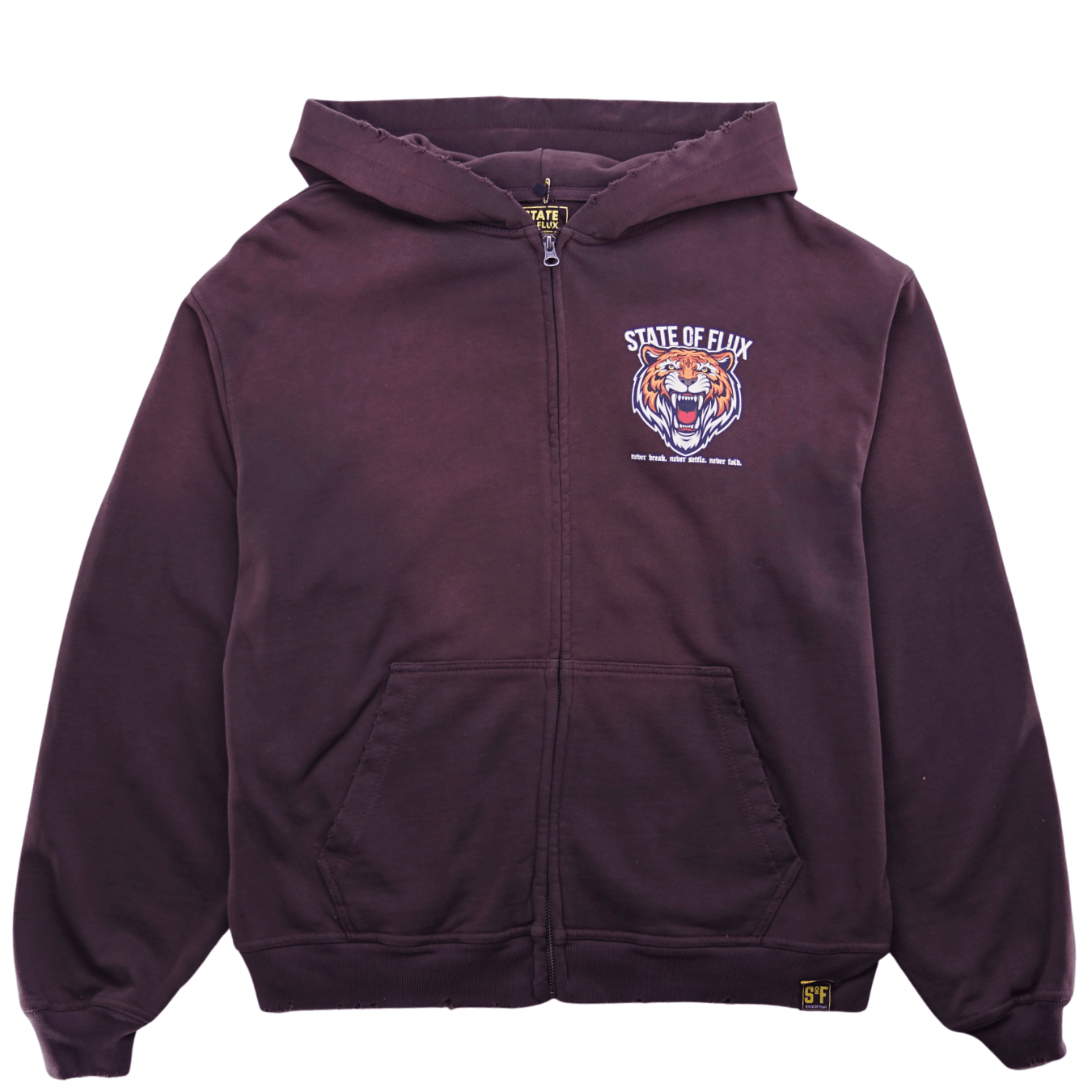 Bengal Zip - up Hoodie 3.0 in distressed mocha - State Of Flux - State Of Flux