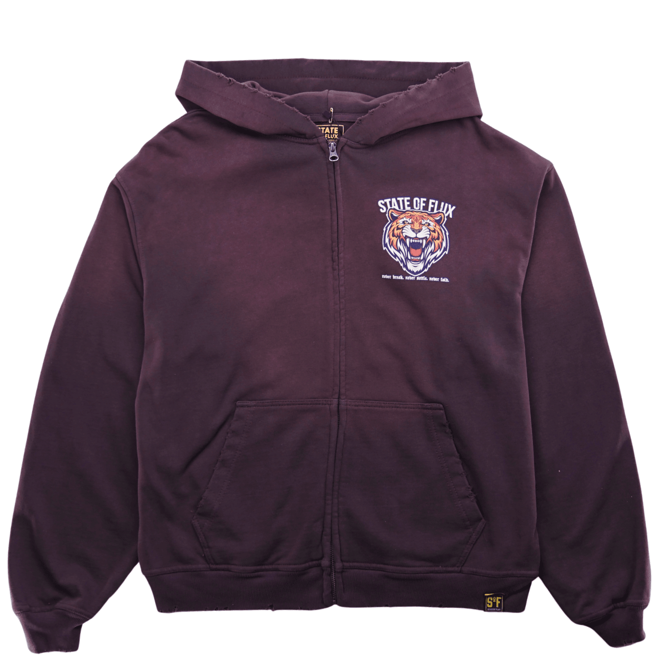 Bengal Zip - up Hoodie 3.0 in distressed mocha - State Of Flux - State Of Flux