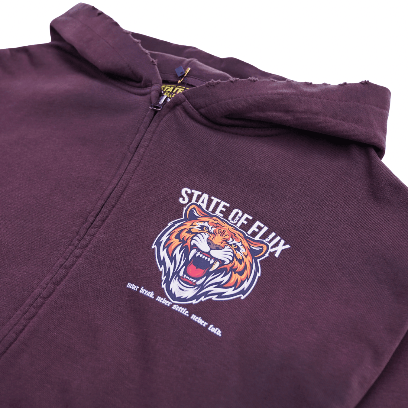 Bengal Zip - up Hoodie 3.0 in distressed mocha - State Of Flux - State Of Flux