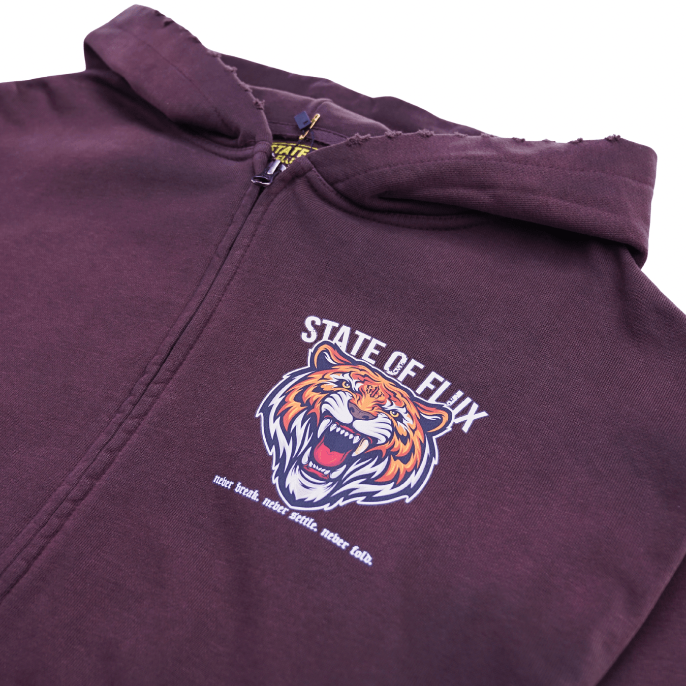 Bengal Zip - up Hoodie 3.0 in distressed mocha - State Of Flux - State Of Flux