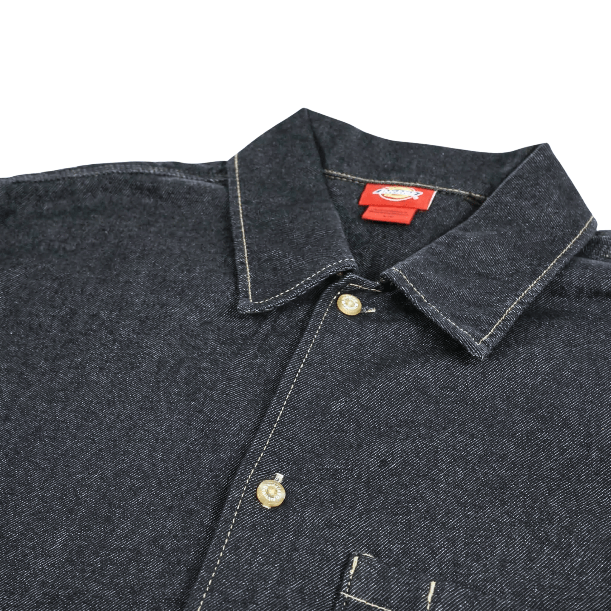 Boxy Fit Short-sleeve Denim Work Shirt in rinsed indigo