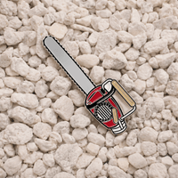 Chainsaw Pin in silver and red - Yesterdays Co - State Of Flux