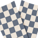 Checkerboard Crew Socks in slate and cream - Weld - State Of Flux